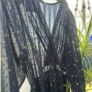 Chicwish Navy and Gold Starry Long Sleeve Dress